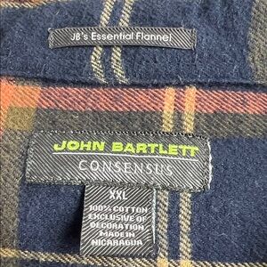 John Bartlett Blue and Orange Plaid Flannel Shirt